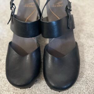 Dansko Black Leather Mules